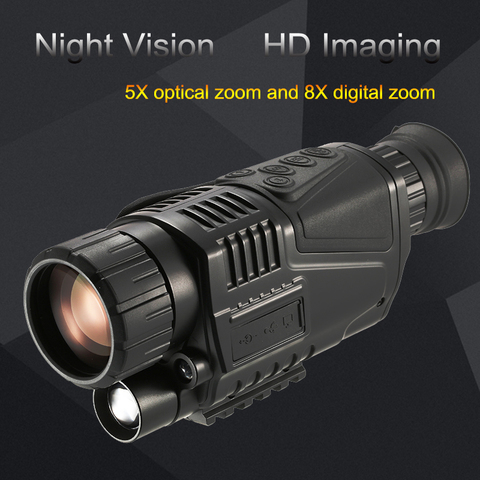 Monocular de visión nocturna para caza con tarjeta SD de 16GB, Monocular infrarrojo Digital de 5x40 y 200M de rango, para vida salvaje, visión nocturna ► Foto 1/1