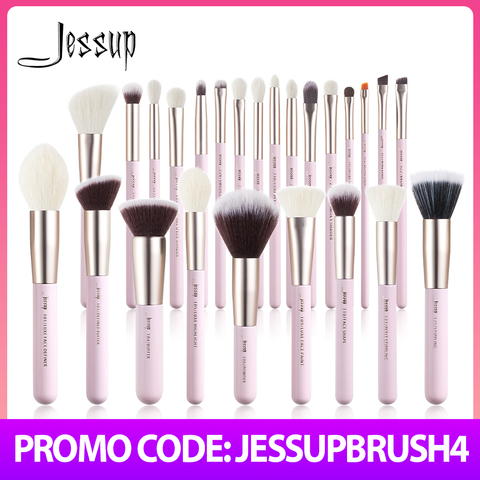 Jessup-Juego de brochas de maquillaje, 15-25 uds, pelo Natural sintético, base en polvo, resaltador, sombra de ojos, brocha para maquillaje ► Foto 1/6