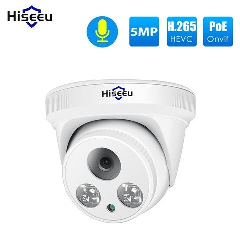 Hiseeu-cámara IP POE de 5MP, 1080P, 4MP, H.265, Audio, domo, ONVIF, detección de movimiento para NVR PoE, vista por aplicación ► Foto 1/6