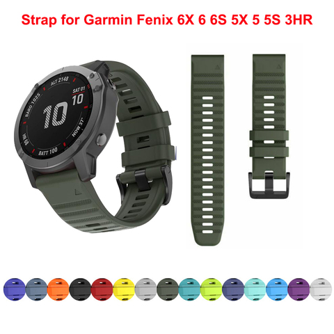 Correa de silicona suave para reloj Garmin Fenix, 26mm, 22mm, de liberación rápida, 6, 6S, 6X, 5X, 5, 5S, 3 HR ► Foto 1/6