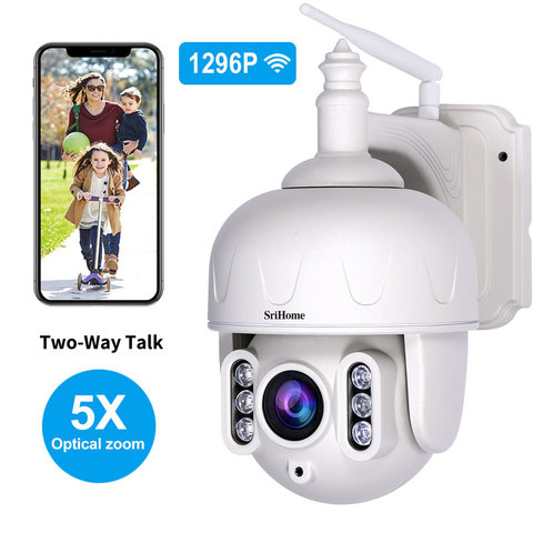 Sricam-Cámara IP para exteriores, equipo de vigilancia SH028, inalámbrico, audio de 2 vías bidireccional, videocámara impermeable, con zoom óptico 5X, 360°, wifi, P2P, CCTV PTZ ► Foto 1/6