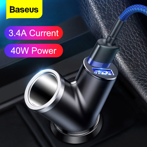 Baseus-cargador de coche de 40W, doble derivación USB para iPhone, Samsung, Xiaomi mi 3.4A, adaptador de corriente de coche, encendedor de cigarrillos ► Foto 1/6