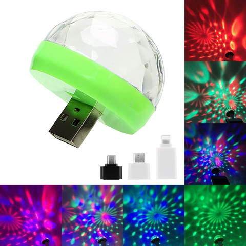 Mini USB portátil luz LED de ambiente escenario mágico DJ lámpara de bola para discoteca interior fiesta en casa USB a Apple Android Phone Disco Light ► Foto 1/6