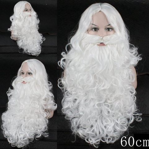 Peluca de Papá Noel y barba para hombres, pelo sintético corto de Cosplay, accesorios blancos, regalo de Navidad ► Foto 1/6
