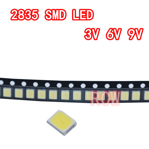 De alto brillo SMD LED 2835 1W blanco 100 unids/lote 3V 6V 9V 150MA/100MA/300MA ► Foto 1/2