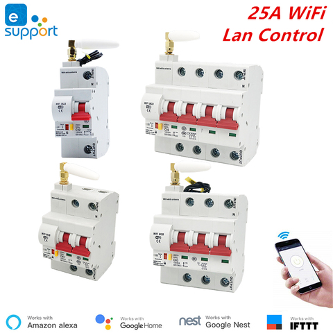 EWeLink-interruptor de circuito inteligente WiFi de 25A, interruptor automático con protección contra sobrecarga y cortocircuito, funciona con Alexa y Google home ► Foto 1/6