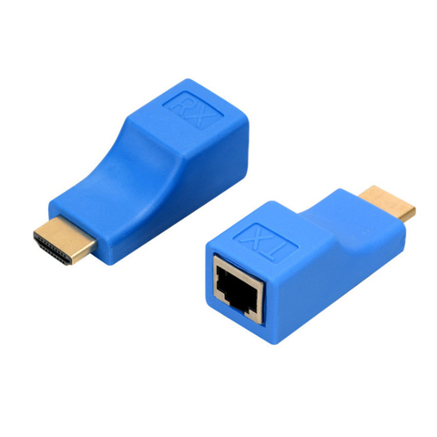 Extensor compatible con HDMI 4K, receptor de extensión de red LAN RJ45, TX, RX, Cat5e, CAT6, Cable Ethernet de 30m ► Foto 1/6