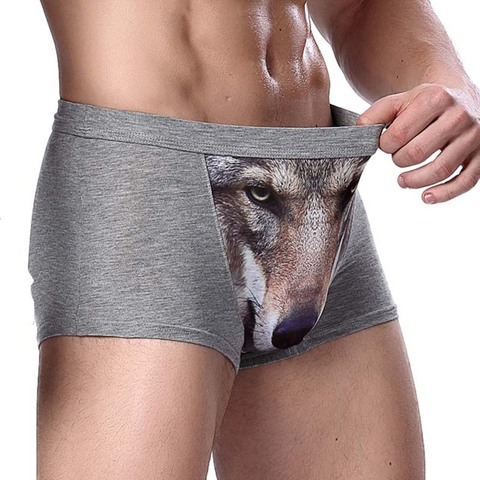 Calzoncillos con bolsa 3D para hombre, ropa interior de Modal, bóxer de Lobo, bragas divertidas para Gay, bóxer de Anime de dibujos animados, Tallas grandes ► Foto 1/6