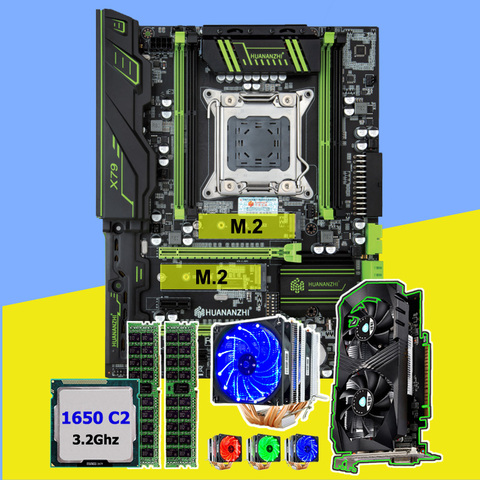 HUANAN ZHI X79 Pro con doble M.2 ranura para la tarjeta de vídeo GTX1050Ti 4G CPU Xeon E5 1650, 3,2 GHz refrigerador RAM 16G (2*8G) REG ECC ► Foto 1/6