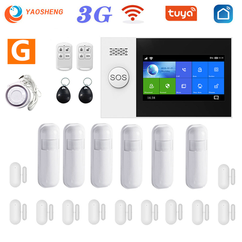 YAOSHENG PG-107 3G GSM sistema de alarma WiFi Tuya vida inteligente APP inalámbrico de 433MHz de alarma de seguridad Kit Alexa y asistente de Google ► Foto 1/6