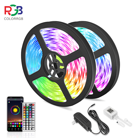 Tira de luz LED RGB de 5M y 10M ColorRGB 5050 cinta Flexible cinta de luz led tira RGB cinta de diodo Aplicación de teléfono + control remoto ► Foto 1/6