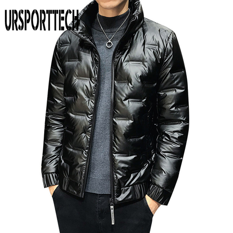 URSPORTTECH-Chaqueta de plumón grueso y cálido para Hombre, Chaqueta con capucha de plumón de pato blanco, invierno, 80% ► Foto 1/6