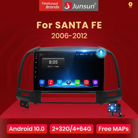 Junsun 2G + 32G Android 8,1 4G auto Radio Multimedia estéreo reproductor de Audio Navi GPS 2 Din para Hyundai Santa Fe 2 2006-2012 unidad ► Foto 1/6