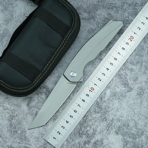 LEMIFSHE RFT cuchillo plegable abatible M390 hoja titanium mango de aleación de camping al aire libre supervivencia cuchillo de fruta EDC herramienta ► Foto 1/6