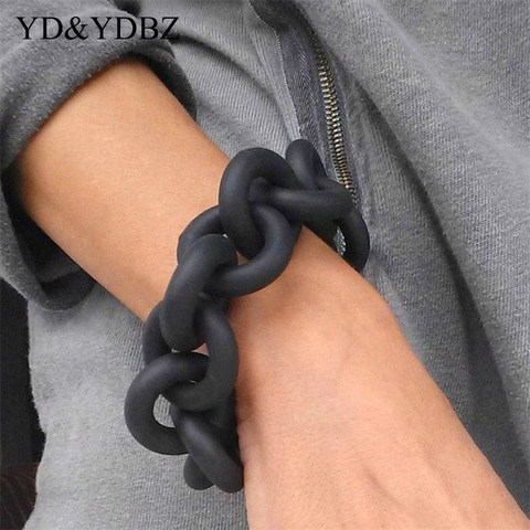 YD & YDBZ 2022 nueva pulsera hecha a mano cuerda de goma mujeres joyería moda señoras accesorios de mano complejo Punk negro pulsera de cuero ► Foto 1/6