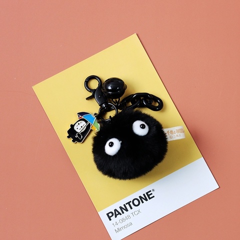 Lindo pequeño negro Bola de carbón llavero peluche mago clave cadenas Japón Anime llaveros hermoso colgante para niñas, bolsa de joyería ► Foto 1/6