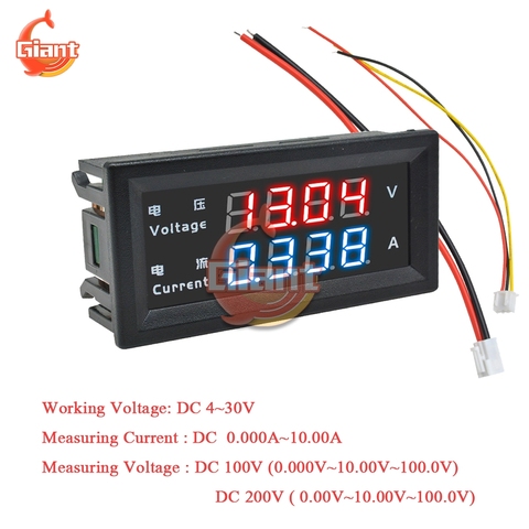 Voltímetro Digital M4430 DC 0-100V 200V 10A, amperímetro con pantalla LED de 0,28 pulgadas, regulador de voltaje, medidor de voltios, cc 5V 12V ► Foto 1/6