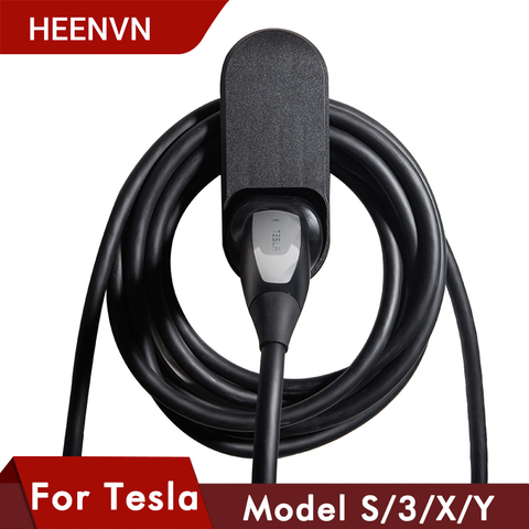 Heenvn-organizador de cables Carga de coche para Tesla Model 3 S X Y, accesorios de montaje en pared, soporte de conector, cargador, tres adaptadores ► Foto 1/6