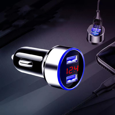 Cargador USB Dual para coche, adaptador QC 3,0, voltímetro LED para todo tipo de mecheros, cargador de teléfono móvil, carga USB Dual inteligente ► Foto 1/5