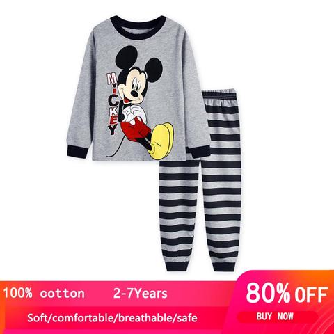 2022 nuevos niños de manga larga Pijama niños Pijama Mickey bebé de algodón Pijama niños ropa de dormir conjuntos de ropa de niñas bebé usa ► Foto 1/6