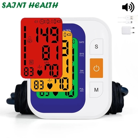 Saint Health Digital Automático superior Monitor de presión arterial de brazo corazón ritmo de esfigmomanómetros y tonómetros pulsometer ► Foto 1/5