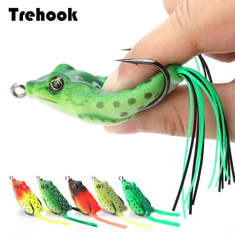 TREHOOK 6cm 12g de agua Rana suave señuelo de pesca Pike Wobblers Artificial cebo para pescar frente bajo señuelos Rana Ray con falda ► Foto 1/6