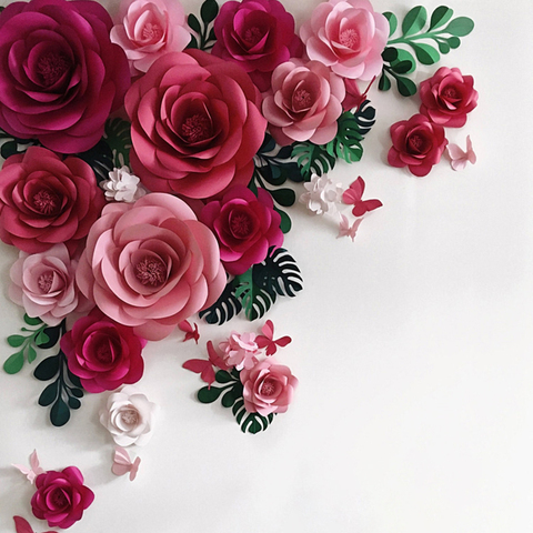 DIY Artificial grandes flores rosas de papel Fondo Kits completos para la boda y evento vivero decoración Floral arte de la pared de flores de papel de artesanía ► Foto 1/6