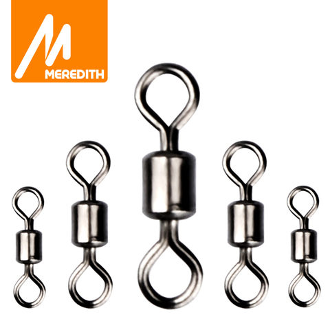 MEREDITH 50 unids/lote pesca giratoria tamaños conector sólido rodamiento de bolas emerillones de pesca giratoria s Rolling Acero inoxidable Beads ► Foto 1/6