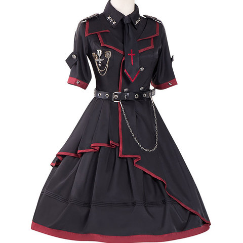 Militaray-uniforme de estilo Punk de manga corta, vestido de Lolita de YLF ► Foto 1/6