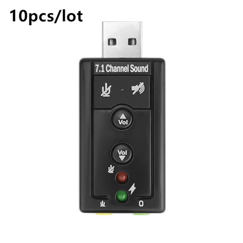 10 unids/lote externa tarjeta de sonido USB USB2.0 Virtual de 7,1 canales estéreo 3,5mm adaptador Audio para auriculares micrófono tarjeta de sonido ► Foto 1/4