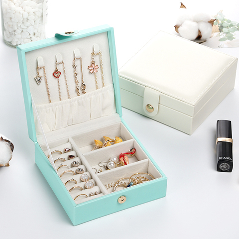 Casegrace nuevo diseño pequeña caja de joyería organizador de viaje portátil caja de joyería de cuero PU caja de almacenamiento de joyería para anillos pendientes ► Foto 1/6