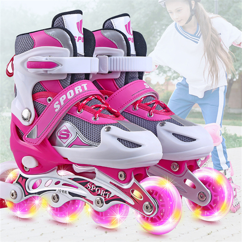 Patines de deportes al aire libre para niños y niñas, patines ajustables en línea, ruedas iluminantes, zapatos ► Foto 1/6