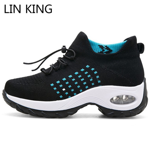 LIN KING-zapatillas de deporte de talla grande para mujer, zapatos informales de malla transpirables para caminar, vulcanizados a la moda, Tenis femeninos ► Foto 1/6