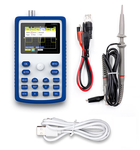 Osciloscopio Digital con pantalla de 2,4 pulgadas, frecuencia de muestreo de 500 MS/S con ancho de banda de 110MHz, calibración de 1KHz/3,3 V, onda cuadrada, FNIRSI-1C15 ► Foto 1/6