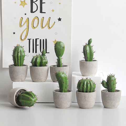 Maceta de Cactus para decoración del hogar, planta bonsái de plástico para decoración de sala de estar, plantas artificiales con flores falsas, Bola de Cactus, decoraciones de escritorio ► Foto 1/6