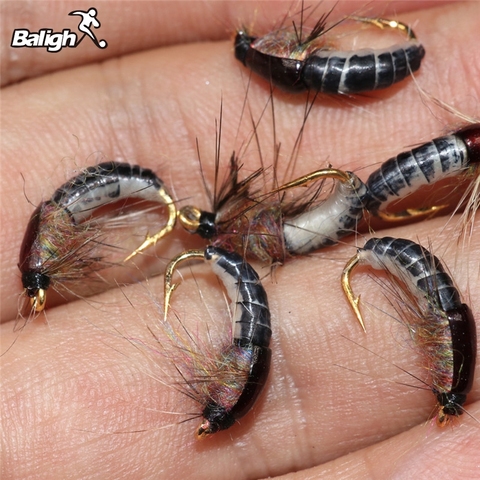 Señuelo de pesca con mosca, 6 uds. #12, gusano de lana, marron Caddis Ninfa, Mosca, pelo de ciervo, escarabajo, trucha, mosca ► Foto 1/6