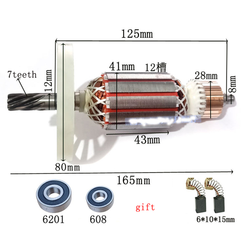 Motor de ancla de Rotor de armadura de AC220-240V, reemplazo para Makita HM0810 HM0810B HM0810T HM 0810, martillo rotativo eléctrico de 7 dientes ► Foto 1/2