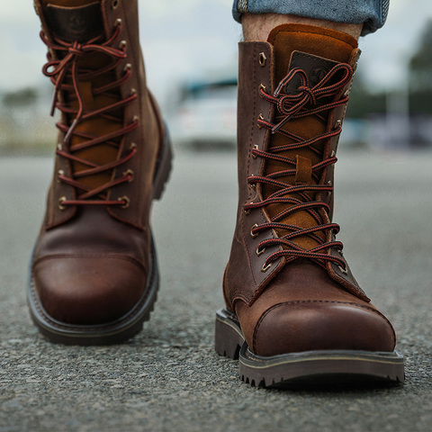 Botas militares de senderismo para hombre, zapatos de caza, calzado táctico de combate al desierto, zapatillas de trabajo del Ejército, zapato de caña alta de cuero para caminar en la nieve ► Foto 1/6