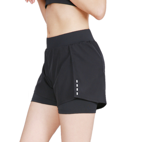 Pantalones cortos reflectantes 2 en 1 para correr para mujer Pantalones cortos transpirables de secado rápido Spandex elástico para correr maratón gimnasio ejercicio deporte Yoga pantalones cortos ► Foto 1/6