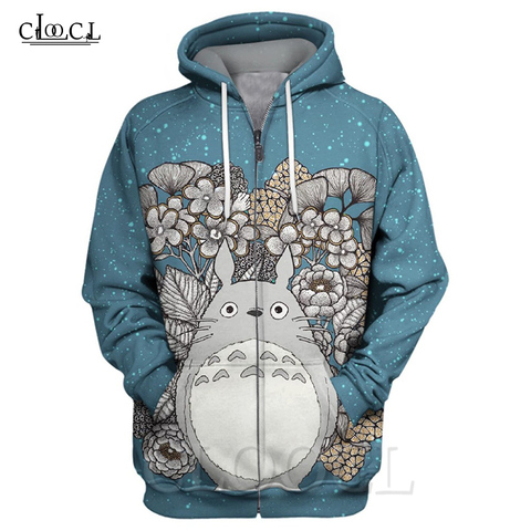 CLOOCL-Sudadera con capucha con estampado 3D para hombre y mujer, Sudadera con capucha de My Neighbor Totoro Flower Anime, chaqueta, ropa informal Unisex ► Foto 1/6