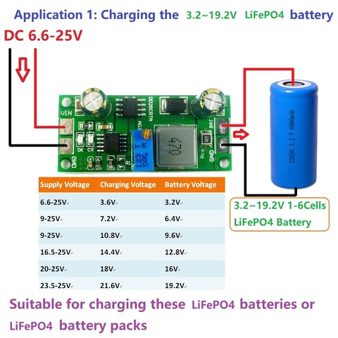 1A 3,2 V 6,4 V 9,6 V 12,8 V 16V 19,2 V LiFePO4 cargador de batería módulo de carga ► Foto 1/6