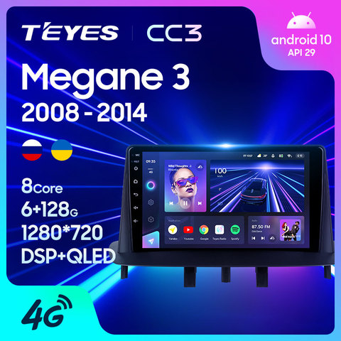 TEYES CC3-reproductor Multimedia de vídeo y Radio para coche, navegador estéreo, GPS, Android 10, No 2din, dvd, para Renault Megane 3 ► Foto 1/6