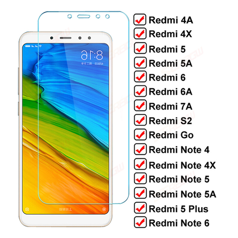9D completa protector de pantalla de cristal en Redmi Note 4 4X 5 5A 6 Pro de vidrio para Xiaomi Redmi 4X 4A 5A 5 6 Plus 6A S2 ir 7A templado película ► Foto 1/6
