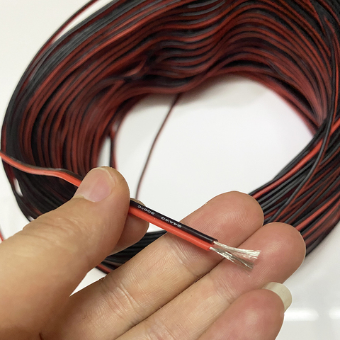 Sqaure-cable de conexión paralelo doble, supersuave, resistente a altas temperaturas, de silicona, rojo, negro, doble cable paralelo, 0,2 ► Foto 1/6