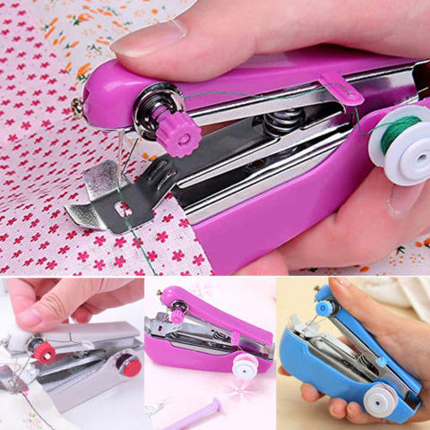 Mini máquina de coser eléctrica portátil, de mano, inalámbrica, cosido a mano rápido para ropa de tela ► Foto 1/6
