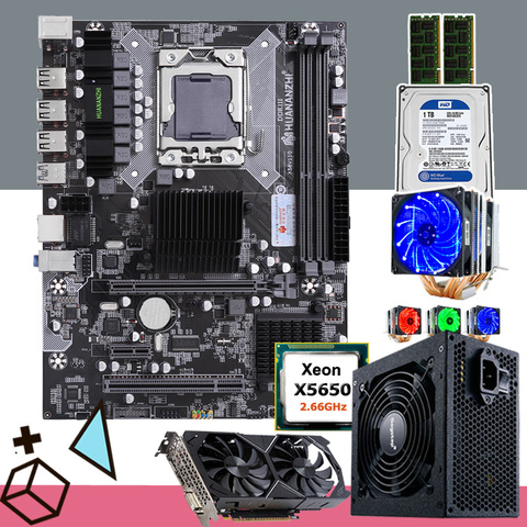 Placa base HUANANZHI X58, combo con CPU Intel Xeon X5650 con refrigerador RAM 16G(2*8G) 500W PSU, tarjeta de vídeo GTX1050Ti 4GD5 1TB HDD ► Foto 1/1