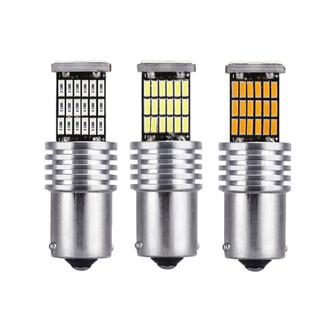 Bombilla LED Canbus Ba15s 1156 para coche, luz de señal LED 1157 K, 12V, 6000, 45SMD, luz de freno para automóvil, luces de estacionamiento inversas, blanco y amarillo, 1 Uds. ► Foto 1/6