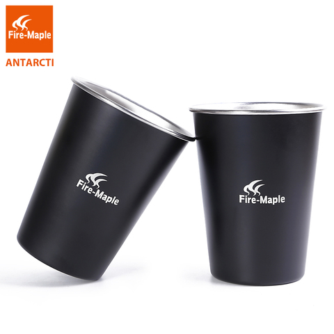 Taza de acampada al aire libre de arce fuego, 2 uds., taza de acero inoxidable Antarctic, senderismo, escalada, viaje, Plata negra, 123,5g, 350ml ► Foto 1/6