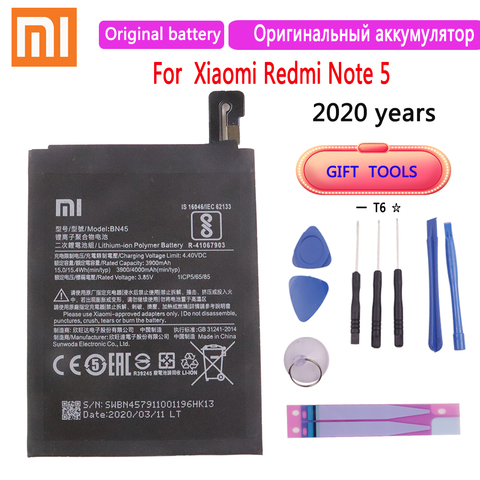 Xiaomi-Batería de repuesto Original BN45 para teléfono móvil, 2022 mAh, para Xiaomi Redmi Note 5, herramientas gratuitas, 100% años ► Foto 1/6
