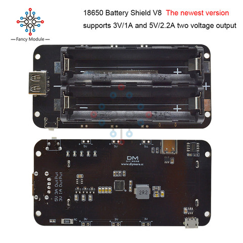 Diymore ESP8266 ESP32 2x18650 batería de litio escudo V8 5 V/2.2A banco de energía móvil módulo de carga Micro USB/Tipo C para Arduino ► Foto 1/6